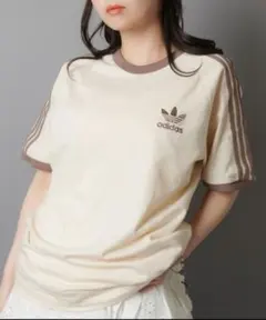 adidas Tシャツ トレフォイル リンガーTシャツ　ベージュのサムネイル