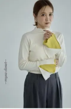 しまむら　田中里奈 mysacloset 配色リブニット