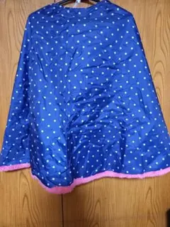 自転車 後ろ乗せ 水玉フード付きポンチョ 防寒