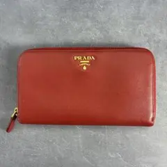 PRADA プラダ サフィアーノメタル 長財布 ラウンドジップ 赤 メタルロゴ