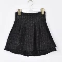 evelyn ツイード ダブルフレアスカート ブラック