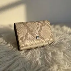 【希少/非売品】パイソン柄 三つ折り財布 コンパクトウォレット ゴールド金具