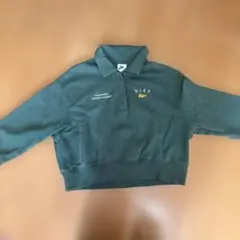 NIKE スウェット　襟付き　クロップド丈　グリーン S ポロシャ