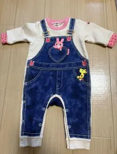 美品！ミキハウス　ホットビスケッツ　だまし絵　ロンパース　70cm