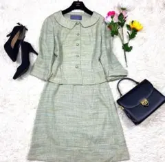 ✨美品✨フランコフェラーロ　セレモニースーツ　セットアップ　丸襟　グリーン系　L