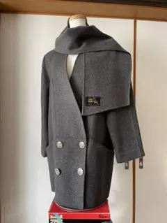 ウールダブルブレストコート ストール付き 224