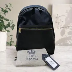 未使用タグ付ADMJ ナイロン×牛革 バックパック リュック ネイビー 男女兼用のサムネイル
