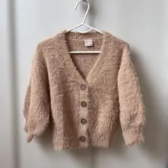 petit main ベージュ カーディガン S ピンクベージュ ポワン袖