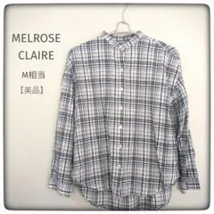MELROSE CLAIRE スタンドカラー チェック 麻混 ナチュラル M相当のサムネイル