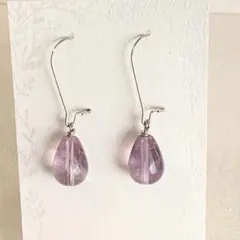 天然石・フローライトドロップピアス