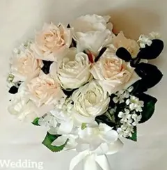 ウェディングブーケ　ホワイト系　おまかせブートニア付き