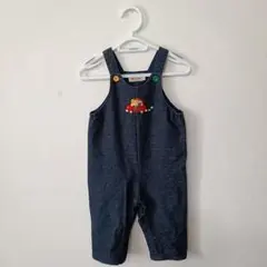 ミキハウス オーバーオール サロペット デニム風 刺繍 くま 80 90