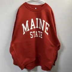 【coca】MAINE STATE カレッジロゴスウェット 赤 オーバーサイズ