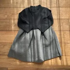 黒とグレーのリボン付きワンピース