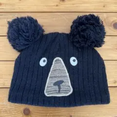 next 黒いクマの顔ニット帽 ポンポン付き