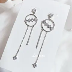 Lo.203 アンティークシルバービジューロングピアス 韓国 結婚式 パーティー