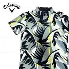 Callaway ポロシャツ ボタニカル　アロハ　総柄　メッシュ　ゴルフウェア