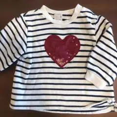 petit main ストライプ 長袖トレーナー