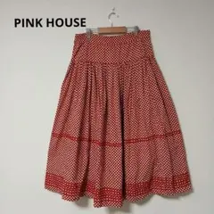 PINK HOUSE 赤白ドット柄 ティアードスカート ピコフリル ロリータ