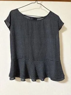 UNTITLED アンタイトル チェック柄 半袖 ブラウス ペプラム 2のサムネイル