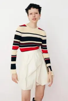 完売・美品★HeRIN.CYE/ランダムボーダーニットトップス