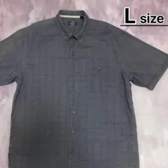 USA古着　コットンシャツ　L　半袖　チェック柄　ダークグレー　G.H.BASS