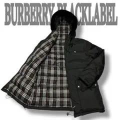 【バーバリーブラックレーベル】ダウンジャケット ノバチェック フォックスファー