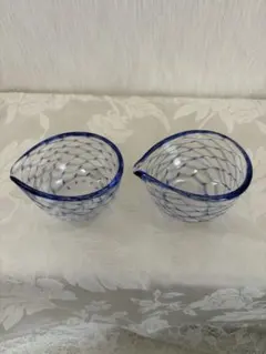 お値下げ中◆片口のガラス食器2個◆ハンドメイド作品◆グラスコースト福岡