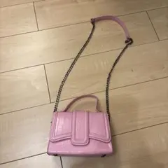 ^*^様 ZARA クロコダイル風 ピンクショルダーバッグ