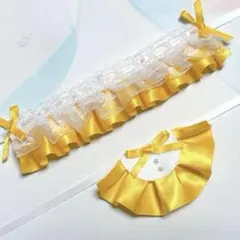 ★No.1366 にじぱぺっと ぬい服 ヘッドドレス スタイ 黄色 イエロー