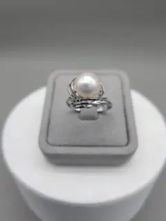 r①あこや本真珠 8.5mm 12.5号 SILVER 艶美リング 本真珠保証