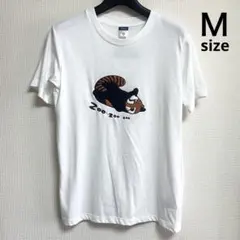 未使用タグ付き Ｍ クロスプラス ヘソ天レッサーパンダ サガラ刺繍半袖白Ｔシャツのサムネイル