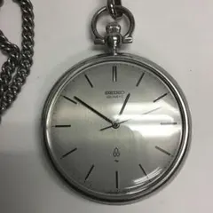 ❣️ビンテージ❣️SEIKO セイコー　クォーツ 懐中時計 ステンレス　チェーン付