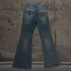 y2k フリルデニム　平成刺繍