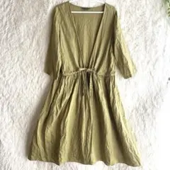 カシュクールロングワンピース　リネンコート　(株)ティアラ　MB