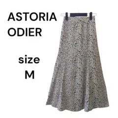 ASTORIA ODIERのドット柄ミモレスカート　ベージュ　M