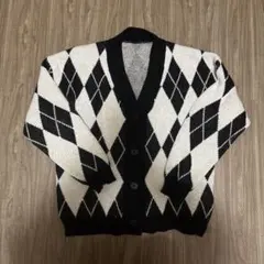 ダイヤモンド柄 長袖カーディガン