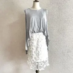 doll up oops/ノースリーブ 重ね着風ワンピース 星形刺繍 違素材のサムネイル