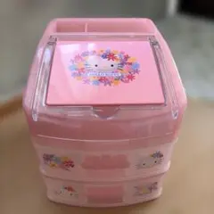 ハローキティ　2001年　平成レトロ　引き出し収納ケース　鏡付き ハローキティ カオハナキティ 2001年 平成レトロ 引き出し収納ケース