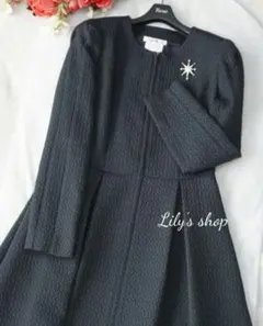 美品❤︎RENE ルネ シルク混 八分袖 コートワンピース ブラック 36 M René