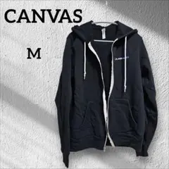 CANVAS 黒 フルジップ パーカー 【M】 フード付き ユニセックス