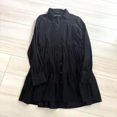大特価‼️美品　ZARA シャツワンピース　黒　ブラック　Aライン　ワンピース