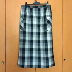 【大きめサイズ】ウエスト88cm 黒とグレーのチェック柄タイトスカート