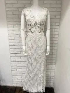 124 ROBE de FLEURS キャバロングドレス　スリット　ストーン