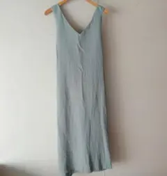 《ほぼ未使用》バックリボン付きライトグリーン ロングワンピース F