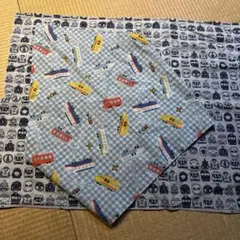 電車柄 給食ランチョンマット　三角巾 セット