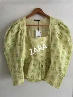【新品】ZARA コットンボーラーレース ペプラムトップス