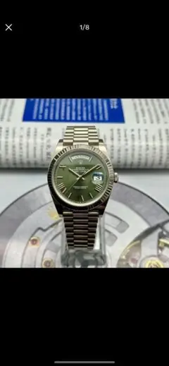 ROLEX 自動巻き時計 グリーン文字盤 ステンレス