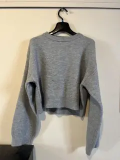 グレー クロップドニット 長袖