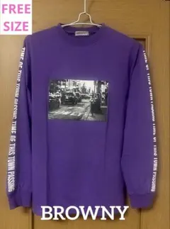 【美品】BROWNY フロントプリント スリーブロゴ長袖Tシャツ